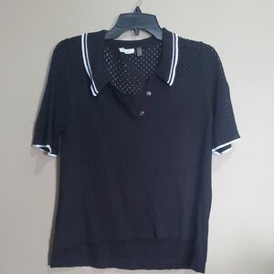 89 Madison Black Polo Shirt with White Trim Size Large